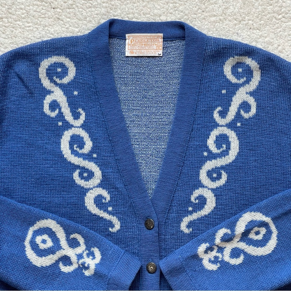 Vintage 70s Pendleton Stylized Art Pattern Knit W… - image 2